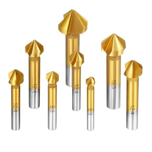 8 pcs HSS Countersink Drill Bit Set 3 Flute 90 Degree Chamfering Tool Chamfer Deburring Hole End Mill Cutter Titanium Bits in Saudi Arabia