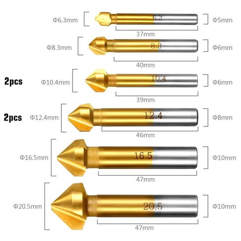 8 pcs HSS Countersink Drill Bit Set 3 Flute 90 Degree Chamfering Tool Chamfer Deburring Hole End Mill Cutter Titanium Bits in Saudi Arabia