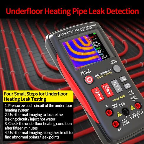 ZOYI R02 2-in-1 Thermal Imaging Camera with Multimeter, 96X96 IR Resolution, VOx Sensor,50m Long Range, -4°F to 1022°F, 25000 Counts Digital Multimeter for Electrical, HVAC & Industrial Diagnostics in Kuwait