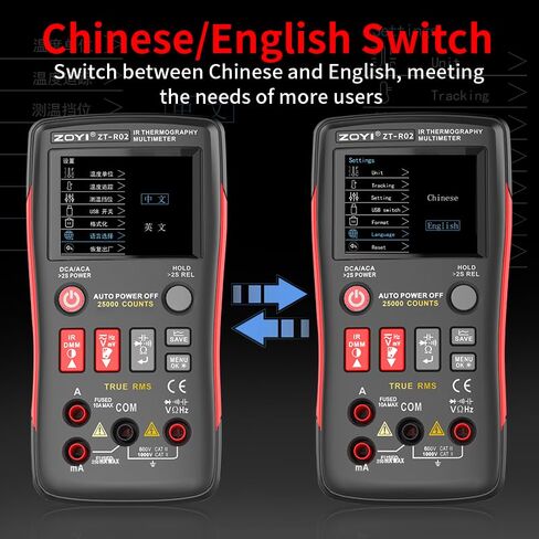 ZOYI R02 2-in-1 Thermal Imaging Camera with Multimeter, 96X96 IR Resolution, VOx Sensor,50m Long Range, -4°F to 1022°F, 25000 Counts Digital Multimeter for Electrical, HVAC & Industrial Diagnostics in Kuwait