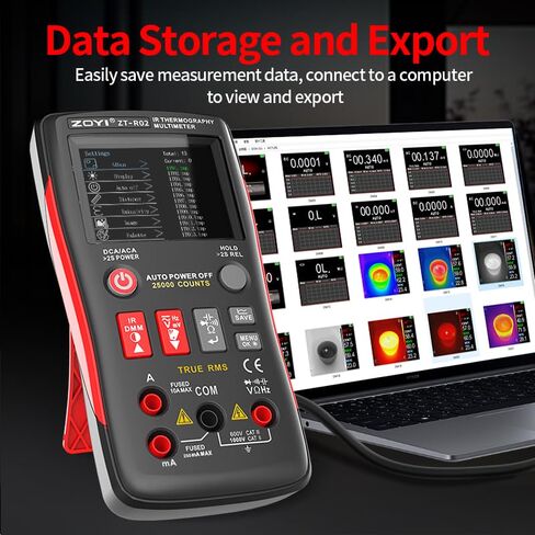 ZOYI R02 2-in-1 Thermal Imaging Camera with Multimeter, 96X96 IR Resolution, VOx Sensor,50m Long Range, -4°F to 1022°F, 25000 Counts Digital Multimeter for Electrical, HVAC & Industrial Diagnostics in Kuwait