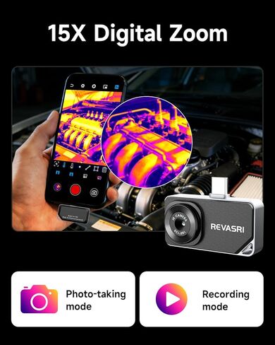 REVASRI Thermal Camera for Type-C iPhone & Android Device, 320x240 Super Resolution, 15x Digital Zoom, 25Hz Thermal Imaging Camera for Water Leak Detection,HVAC Electrical Plumbing, Home Inspection in Kuwait