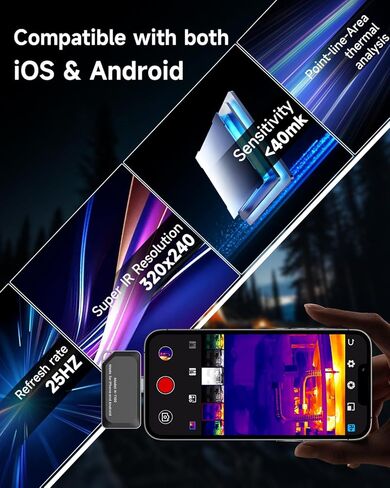 REVASRI Thermal Camera for Type-C iPhone & Android Device, 320x240 Super Resolution, 15x Digital Zoom, 25Hz Thermal Imaging Camera for Water Leak Detection,HVAC Electrical Plumbing, Home Inspection in Kuwait