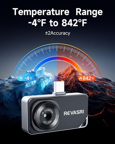 REVASRI Thermal Camera for Type-C iPhone & Android Device, 320x240 Super Resolution, 15x Digital Zoom, 25Hz Thermal Imaging Camera for Water Leak Detection,HVAC Electrical Plumbing, Home Inspection in Kuwait