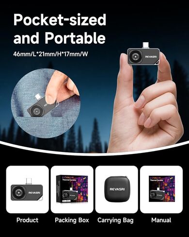 REVASRI Thermal Camera for Type-C iPhone & Android Device, 320x240 Super Resolution, 15x Digital Zoom, 25Hz Thermal Imaging Camera for Water Leak Detection,HVAC Electrical Plumbing, Home Inspection in Kuwait