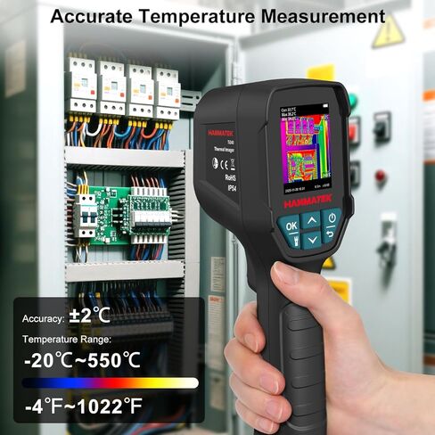 HANMATEK Thermal Imager, 96×96 IR Sensor with TISR 240×240 Super Resolution, -4°F to 1022°F, 25Hz Infrared Camera, Type-C Rechargeable, IP54 for Electrical, HVAC & Building Inspection Ti240 in Kuwait
