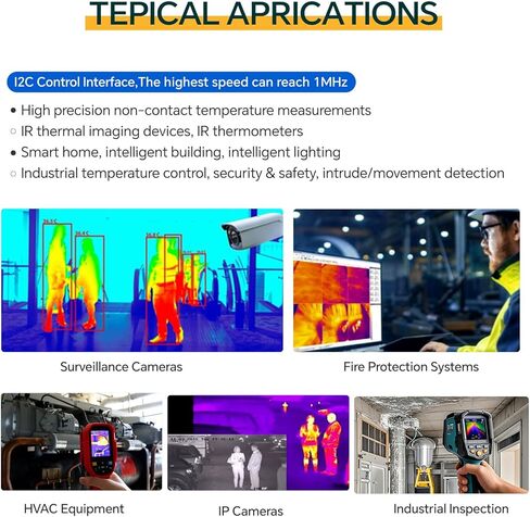 MLX90640-D55 Thermal Imaging Camera, 32x24 IR Array, I2C Interface, for Raspberry Pi, Compatible with Arduino and STM32,for Firefighting, Security Monitoring, Electrical Maintenance, HVAC, etc. in Kuwait