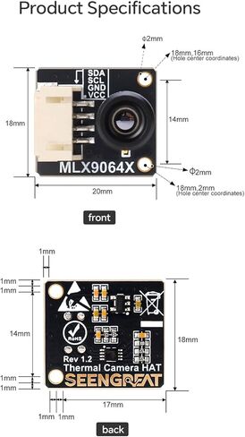 MLX90640-D55 Thermal Imaging Camera, 32x24 IR Array, I2C Interface, for Raspberry Pi, Compatible with Arduino and STM32,for Firefighting, Security Monitoring, Electrical Maintenance, HVAC, etc. in Kuwait