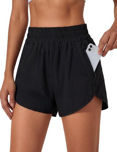BMJL Women's Running Shorts Elastic High Waisted with Pockets, Sporty Workout Quick Dry Athletic Shorts in Kuwait
