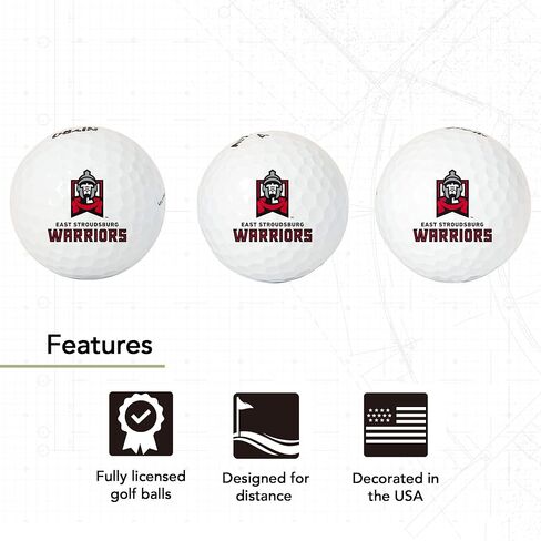 Desert Cactus University of Pennsylvania East Stroudsburg Golf Balls 3 Pack – ESU Warriors Full Color Three – Officially Licensed Sport Team Accessory (Design A) in Saudi Arabia