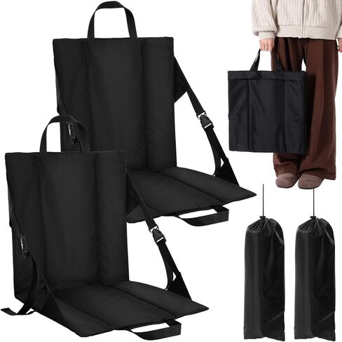 2 Packs Stadium Seats with Back Support Foldable Portable Bleacher Chairs with Adjustable Strap, Bleacher Chair with Back and Cushion for Sport Event, Hiking, Fishing, Camping in Saudi Arabia