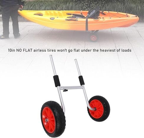 Kayak Carrier Dolly, 10in No Flat Airless Tires Multifunctional Adjustable Aluminum Foldable Canoe Transport Cart, Kayak Cart with Secure Strap System for Transporting Kayaks in Saudi Arabia