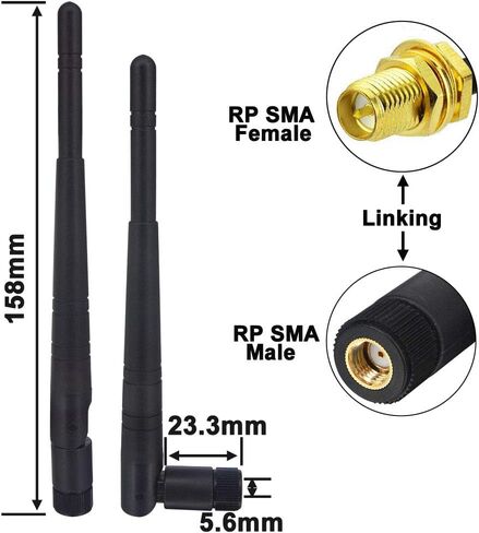 هوائي مزدوج الفرقة WiFi 2.4 جيجا هرتز 5.8 جيجا هرتز 3DBI MIMO RP-SMA هوائي الذكور (حزمة 2) لجهاز WIFI WIRELIS in Kuwait
