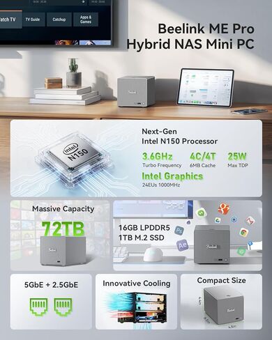 Beelink Mini PC,12th Gen Intel Alder Lake-N100 up to 3.4 GHz, 16GB DDR4 RAM 500GB M.2 SSD Desktop PC, S12 Pro Mini Computers, 4K@60Hz Dual HDMI, USB3.2, WiFi 6 BT5.2, RJ45 LAN, Family-NAS/HTPC in Kuwait