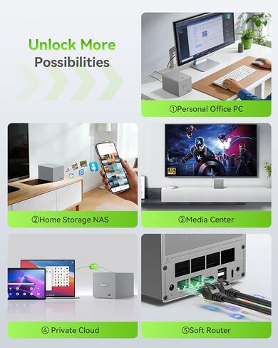 Beelink Mini PC,12th Gen Intel Alder Lake-N100 up to 3.4 GHz, 16GB DDR4 RAM 500GB M.2 SSD Desktop PC, S12 Pro Mini Computers, 4K@60Hz Dual HDMI, USB3.2, WiFi 6 BT5.2, RJ45 LAN, Family-NAS/HTPC in Kuwait