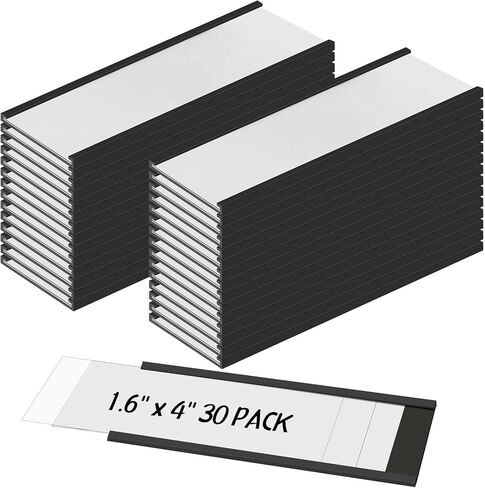 Fainne 30 Pcs C Channel Magnetic Label Holder 4 x 2 inches with White Card Inserts Clear Plastic Protectors Shelf Labels with Magnets Name Tags Magnetic Tool Labels for Metal Whiteboard Rack in Kuwait