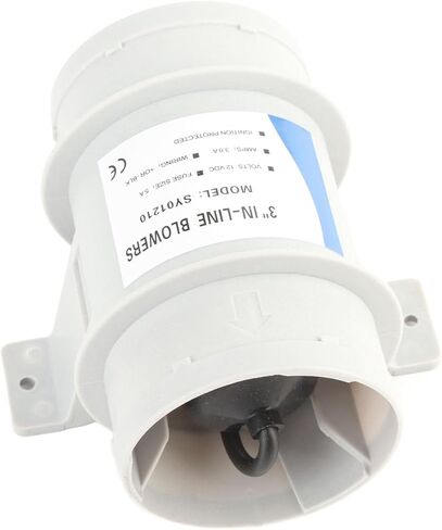 3 Inch 12V Inline Blower, High Volume Air Flow 145 CFM, Sealed Motor Shaft Ventilation Fan with Housing, Ideal for Yachts, Boats & RV Marine Ventilation in Kuwait
