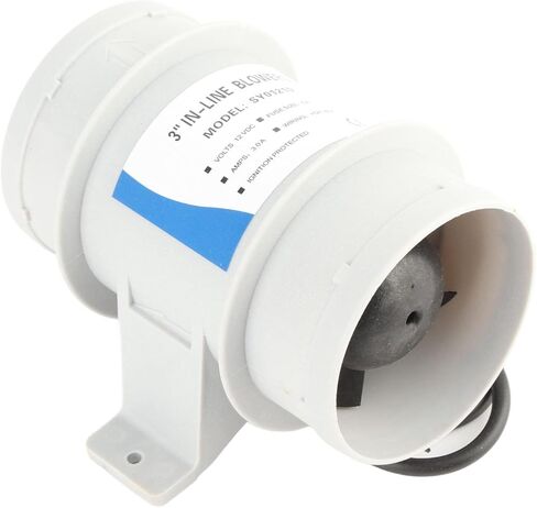 3 Inch 12V Inline Blower, High Volume Air Flow 145 CFM, Sealed Motor Shaft Ventilation Fan with Housing, Ideal for Yachts, Boats & RV Marine Ventilation in Kuwait