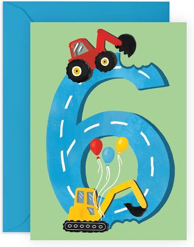 CENTRAL 23 Third Birthday Card for Boys - Happy 3rd Birthday - Age 3 - Three Year Old - Tractors Greeting Card - Fun Construction Vehicle Themed Card for Kids - Son, Grandson, Toddler in Kuwait
