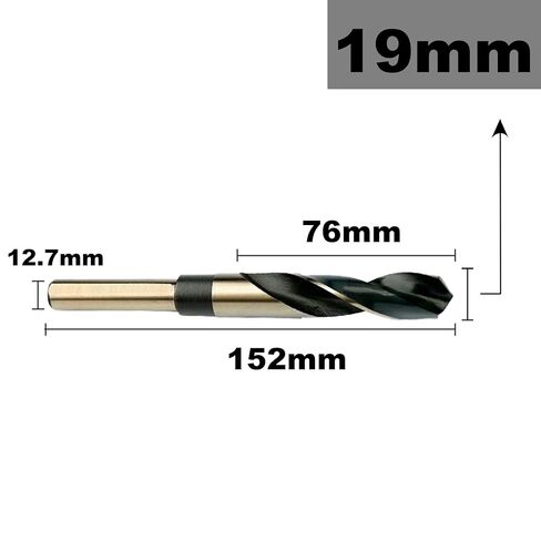 19mm Reduced Shank Twist Drill Bit Black Nitride & Gold Titanium Coated HSS Drill Bits for Stainless Steel Alloy Metal Plastic Wood - 1/2 Inch Shank in Saudi Arabia