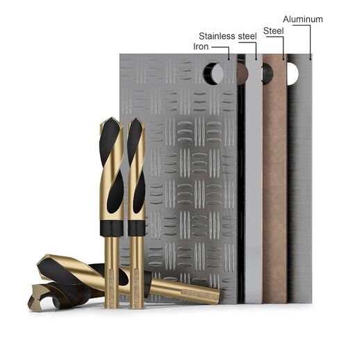 19mm Reduced Shank Twist Drill Bit Black Nitride & Gold Titanium Coated HSS Drill Bits for Stainless Steel Alloy Metal Plastic Wood - 1/2 Inch Shank in Saudi Arabia