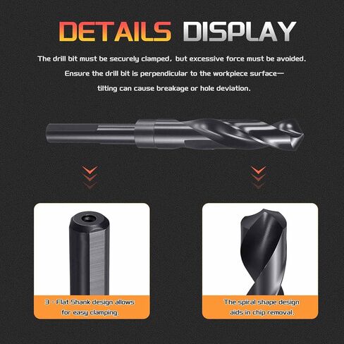 Drill Bit, 18mm Cutting Diameter, 1/2" Reduced Shank 3-Flat 4341 HSS Nitriding Black 118° Cutting Angle Bits - (Applications: for Plastic Wood) in Kuwait
