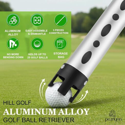 Golf Ball Retriever & Golf Ball Picker Upper Tube, Durable Aluminum Alloy Golf Ball Shag Tube Collector with Carry Bag, Holds up to 24 Golf Balls Tube for Men & Women in Saudi Arabia