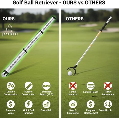 Golf Ball Retriever & Golf Ball Picker Upper Tube, Durable Aluminum Alloy Golf Ball Shag Tube Collector with Carry Bag, Holds up to 24 Golf Balls Tube for Men & Women in Saudi Arabia