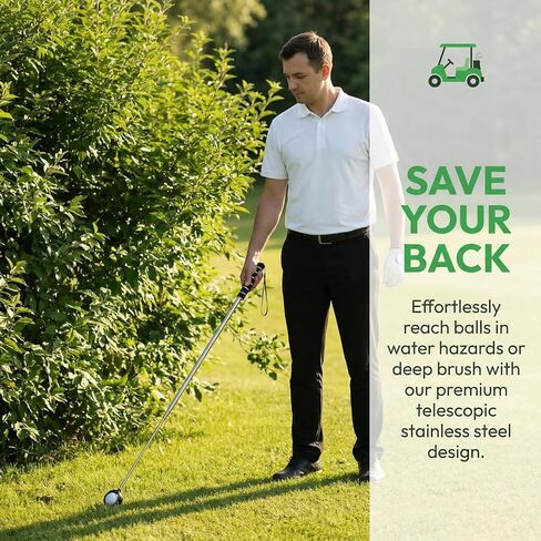 كرة جولف تلسكوبية للمياه – 9 قدم | أداة مسترد الكرة للجولف | هدايا إكسسوارات الجولف للرجال والنساء ولاعبي الجولف| عمود من الفولاذ المقاوم للصدأ الفاخر | لاقط على الوجهين | مقبض إسفنجي ناعم in Kuwait