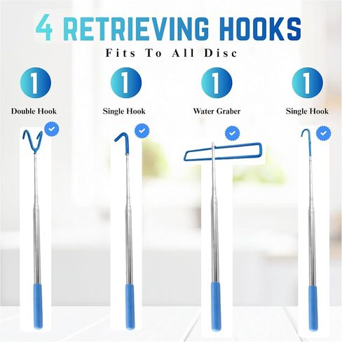 ZORAT 4-in-1 Disc Golf Retriever Pole، 16ft تلسكوبي مسترد القطب مع 4 خطاف، مقبض مطاطي متين وحقيبة حمل قرص مسترد قرص الجولف لاسترداد الأقراص من الماء والأشجار والشجيرات in Saudi Arabia