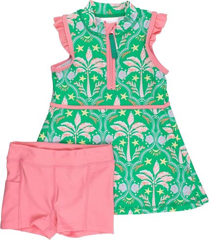 RuffleButts Girls UPF50+ Athletic Sleeveless Zip Ruffle Sleeve Active Dress in Saudi Arabia