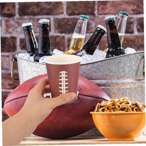 Ciieeo 48pcs Rugby Paper Cups Disposable Thickened Paper Drinking Cups Brown Tone Celebration Decorations for Sports Events Game Day Tailgating and Birthday Gatherings in Saudi Arabia