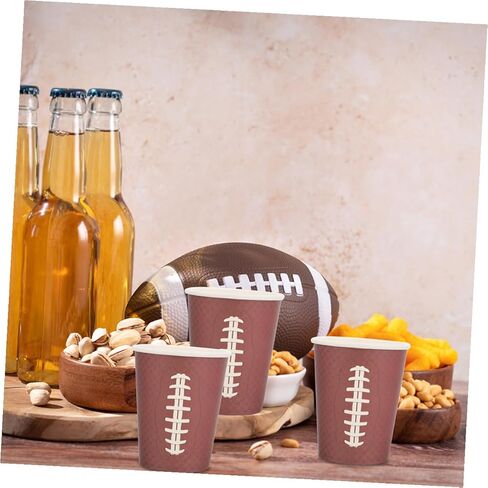 Ciieeo 48pcs Rugby Paper Cups Disposable Thickened Paper Drinking Cups Brown Tone Celebration Decorations for Sports Events Game Day Tailgating and Birthday Gatherings in Saudi Arabia