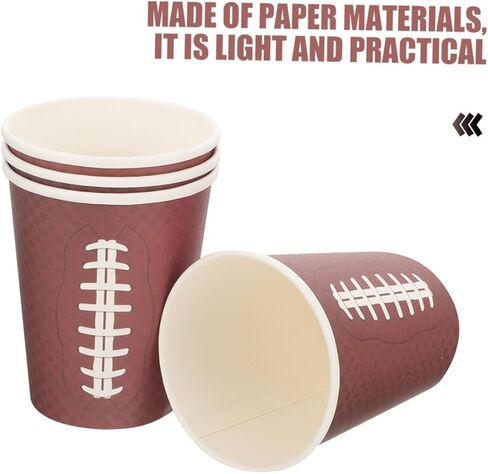 Ciieeo 48pcs Rugby Paper Cups Disposable Thickened Paper Drinking Cups Brown Tone Celebration Decorations for Sports Events Game Day Tailgating and Birthday Gatherings in Saudi Arabia