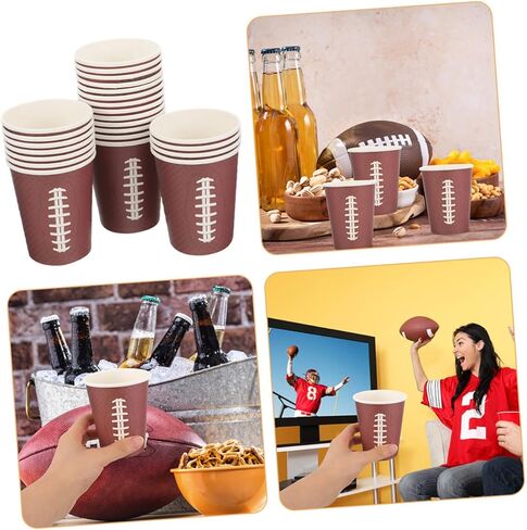COHEALI 48pcs Rugby Paper Drinking Cups Thickened Paper Material Disposable Party Water Cups for Sports Events Football Game Day Tailgating and Birthday Celebrations in Saudi Arabia