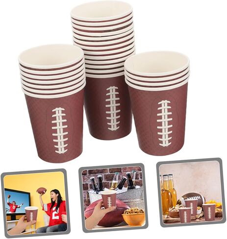 COHEALI 48pcs Rugby Paper Drinking Cups Thickened Paper Material Disposable Party Water Cups for Sports Events Football Game Day Tailgating and Birthday Celebrations in Saudi Arabia