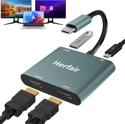 USB C to HDMI Adapter for iPhone 15 to HDTV [4K UHD] Type-C Male to HDMI Female Converter (Thunderbolt 3/4 Compatible) for MacBook Pro/Air, iPad Pro, iPhone 15, XPS, Pixelbook, Surface, More in Kuwait
