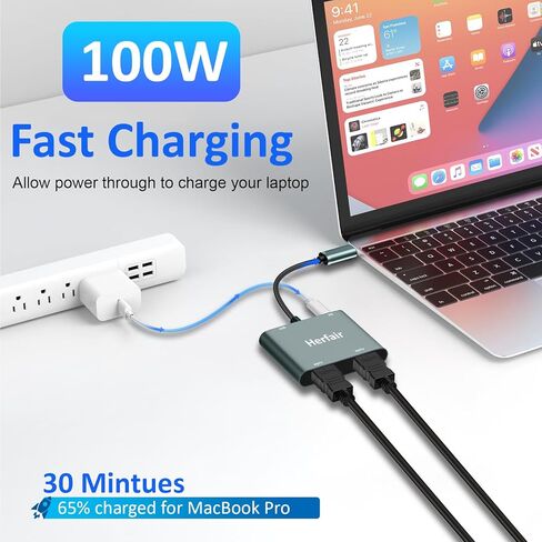 USB C to HDMI Adapter for iPhone 15 to HDTV [4K UHD] Type-C Male to HDMI Female Converter (Thunderbolt 3/4 Compatible) for MacBook Pro/Air, iPad Pro, iPhone 15, XPS, Pixelbook, Surface, More in Kuwait