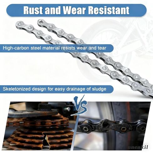 سلسلة دراجة، سلسلة دراجات جبلية/طرق 9/18/27 سرعة، 116 وصلة بتصميم جسر X مزدوج وطلاء مضاد للصدأ، متوافقة مع دراجات السرعة 8/9/16/18/24/27 in Kuwait