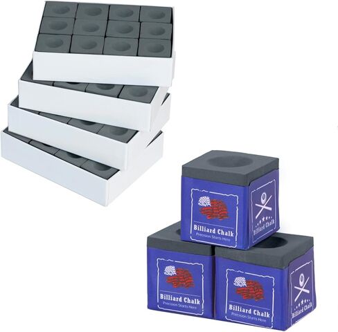 Kmise Professional Pool Cue Chalk, 12 Cubs / 48 Cubs Billiard Chalk with Storage Box Fine Powder Pool Chalk Cubes 4 Colors Billiard Cue Chalk Suitable for Each Cue Tip Size (Pink/Blue/Grey/Cyan) in Kuwait