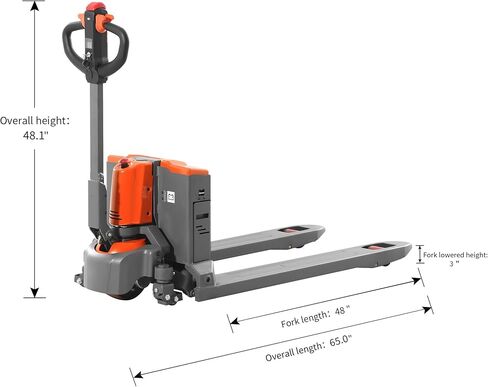 Tory Carrier Full Electric Power Pallet Jack Truck 3300lb Cap. 48" x 27" Fork Size, Lithium Battery Motorized Trucks Lift for Material Handling in Saudi Arabia