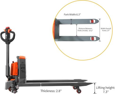 Tory Carrier Full Electric Power Pallet Jack Truck 3300lb Cap. 48" x 27" Fork Size, Lithium Battery Motorized Trucks Lift for Material Handling in Saudi Arabia