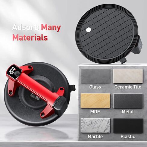 أكواب شفط كهربائية للزجاج، كوب شفط عالي التحمل مقاس 8 بوصات مع 4 بطاريات × 2000 مللي أمبير في الساعة، شاشة LCD، 440 رطل/200 كجم كحد أقصى. تحميل، رافع فراغ لاسلكي لتحريك نوافذ البلاط، الحجر in Kuwait