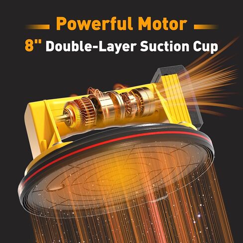 أداة رفع أكواب شفط البلاط الكهربائية للزجاج 8 بوصات شديدة التحمل ببطارية 680 رطلًا تعمل ببطاريات 4X 2400 مللي أمبير في الساعة، مضخة بدء تلقائي، لرفع الزجاج الكبير والبلاط والجرانيت والمعادن والأرضيات in Kuwait