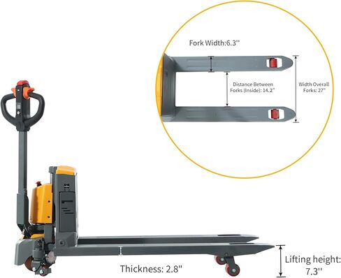 Tory Carrier Electric Pallet Jack 2 Pieces, 3300lb Cap. 48 x 27 Forks, Lithium Battery Motorized Trucks Lift for Material Handling in Kuwait