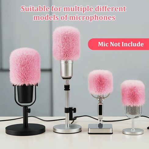 1pc Pink Pop Filter, Furry Windscreen Mic Cover for Snowball Mic, Pink Gaming Accessories Noise Reduction Microphone to Blocks Out Plosives, Ideal for ASMR Podcast Use in Kuwait