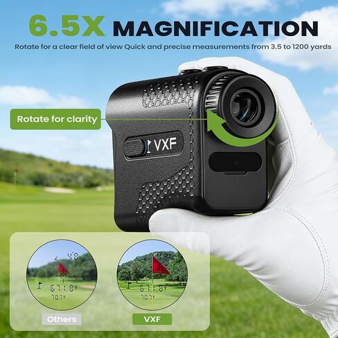 VXF Range Finder Golf، مع اهتزاز قفل العلم (ليزر آمن من الفئة 1)، تكبير 6.5X، قابل لإعادة الشحن عبر USB-C (ملحقات الجولف للرجال) in Saudi Arabia