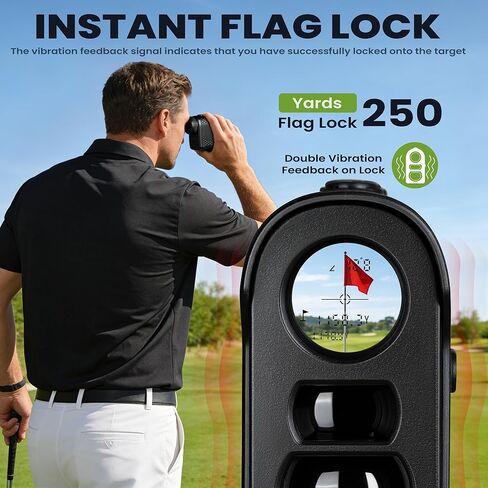 VXF Range Finder Golf، مع اهتزاز قفل العلم (ليزر آمن من الفئة 1)، تكبير 6.5X، قابل لإعادة الشحن عبر USB-C (ملحقات الجولف للرجال) in Saudi Arabia