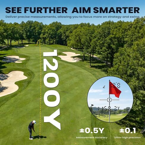 VXF Range Finder Golf، مع اهتزاز قفل العلم (ليزر آمن من الفئة 1)، تكبير 6.5X، قابل لإعادة الشحن عبر USB-C (ملحقات الجولف للرجال) in Saudi Arabia