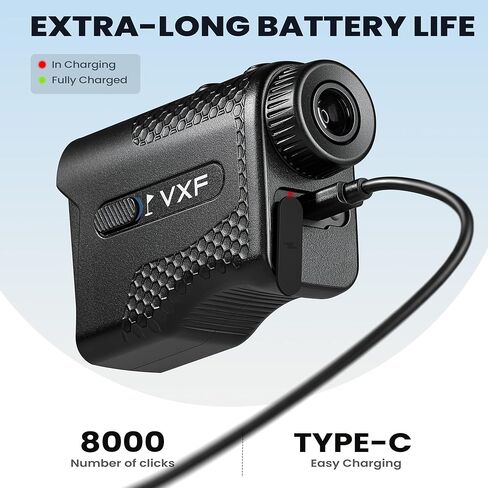 VXF Range Finder Golf، مع اهتزاز قفل العلم (ليزر آمن من الفئة 1)، تكبير 6.5X، قابل لإعادة الشحن عبر USB-C (ملحقات الجولف للرجال) in Saudi Arabia